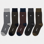 NOFFIT Wide Stripes Cotton Socks | 5 Pairs Box