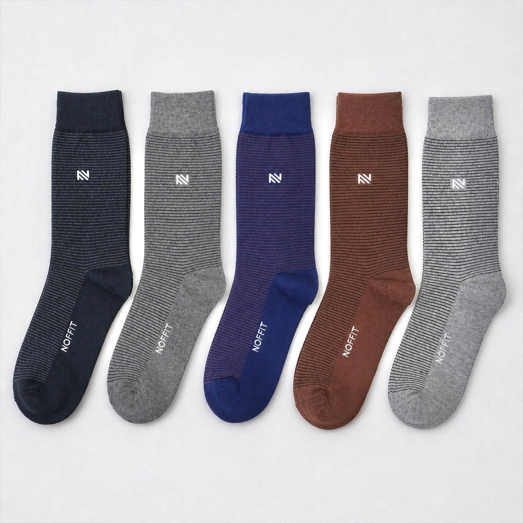 NOFFIT Sleek Stripe Cotton Socks - 5 Pairs Box
