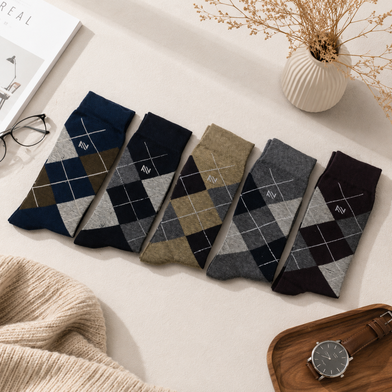 Premium Argyle Socks - Pack of 5