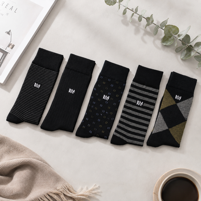 NOFFIT Black Cotton Socks -  Box of 5 Pairs