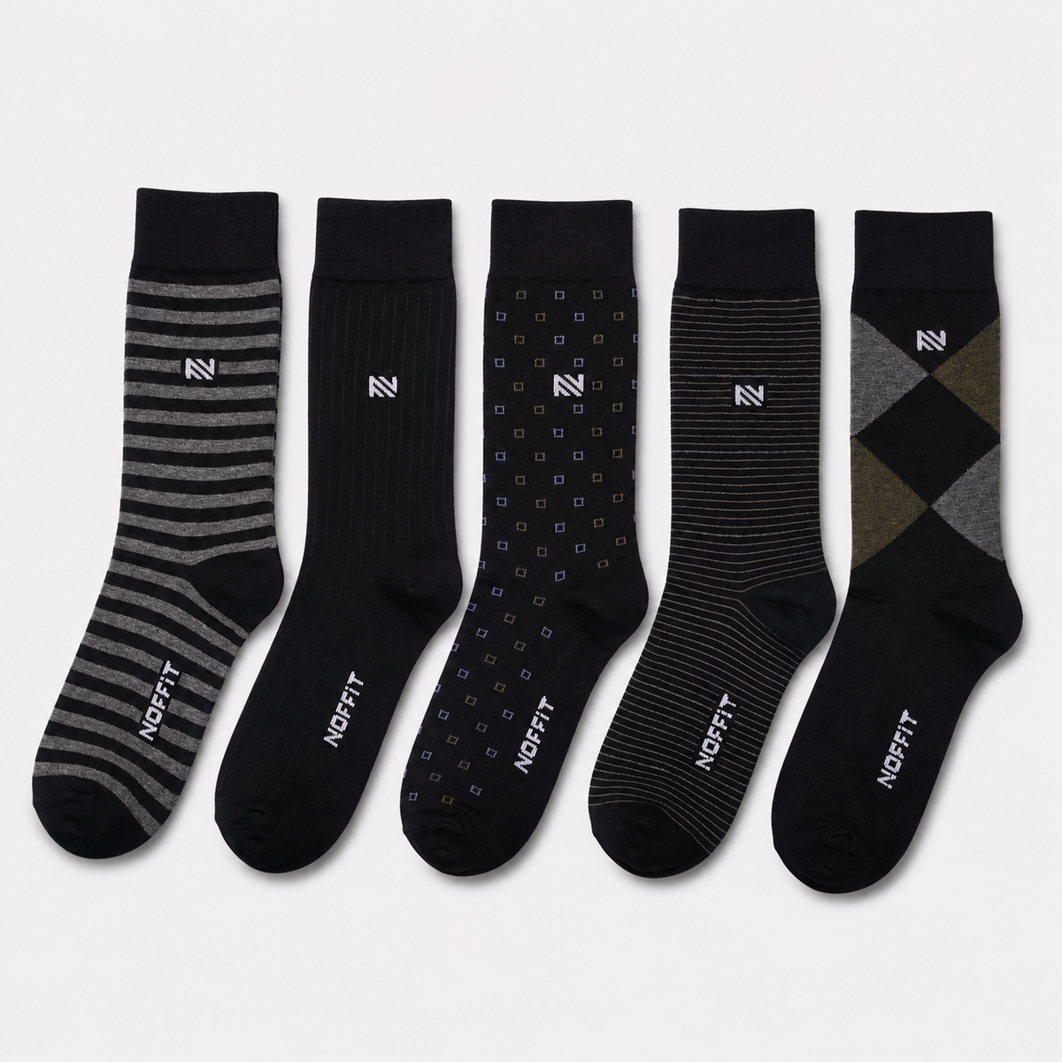 NOFFIT Black Cotton Socks -  Box of 5 Pairs