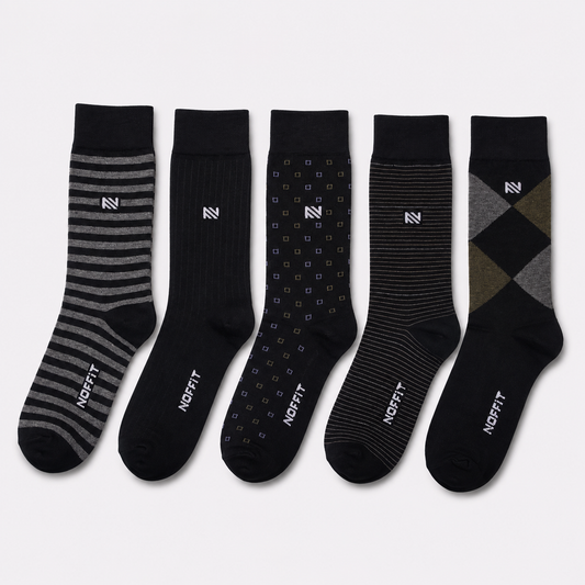 NOFFIT Black Cotton Socks -  Box of 5 Pairs