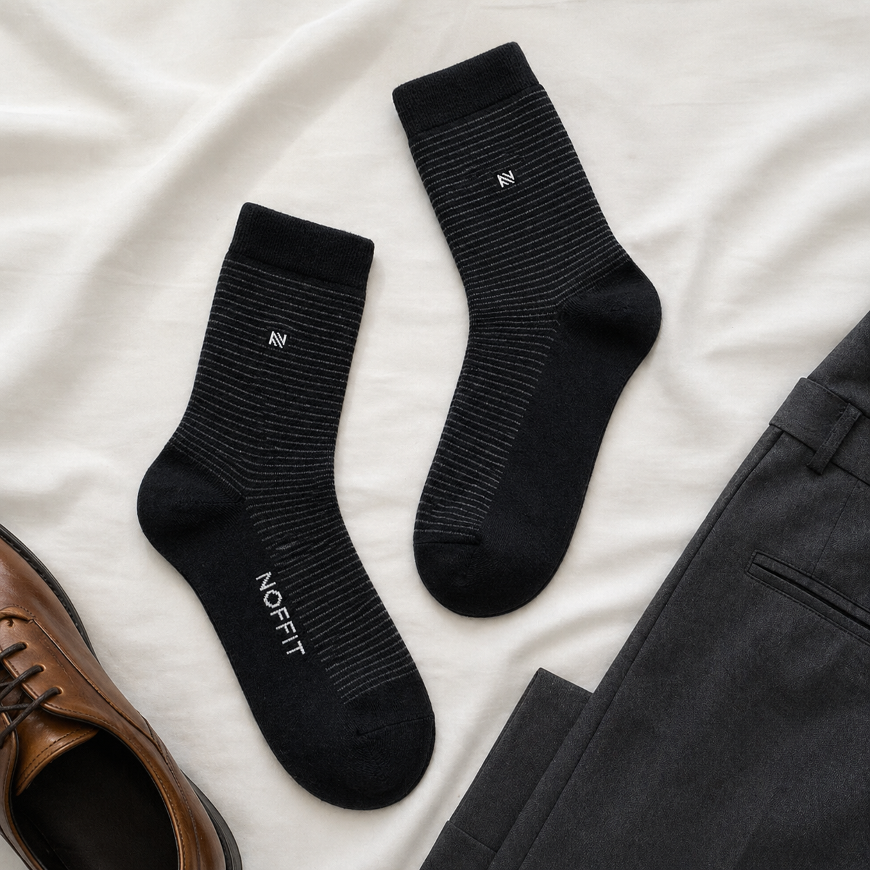 NOFFIT Sleek Stripe Cotton Socks - 5 Pairs Box