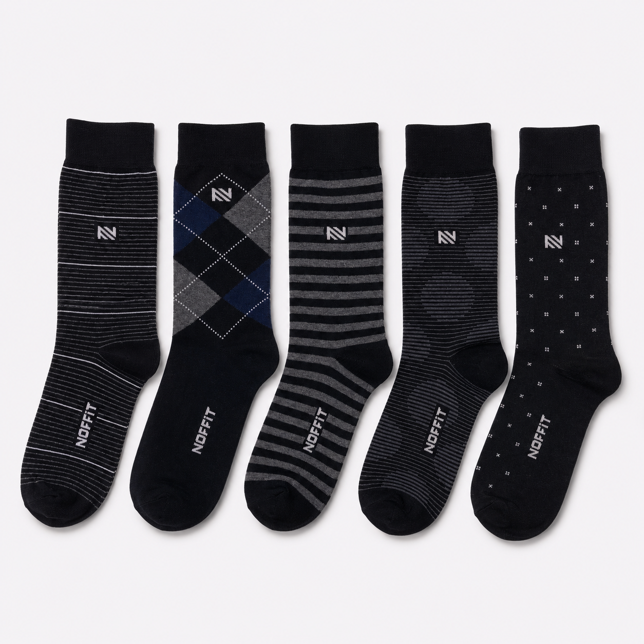 NOFFIT Black Cotton Socks -  Box of 5 Pairs