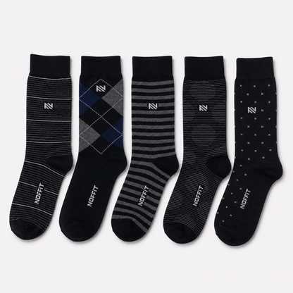 NOFFIT Black Cotton Socks -  Box of 5 Pairs