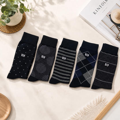 NOFFIT Black Cotton Socks -  Box of 5 Pairs