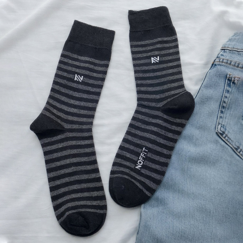NOFFIT Wide Stripes Cotton Socks | 5 Pairs Box