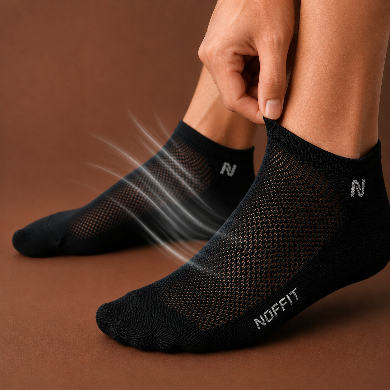 NOFFIT Breathable Mesh Black Socks- Pack of 5