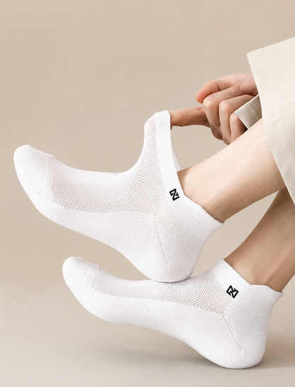 NOFFIT Breathable Mesh White Socks- Pack of 5
