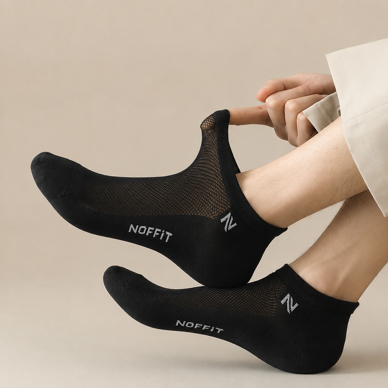 NOFFIT Breathable Mesh Black Socks- Pack of 5