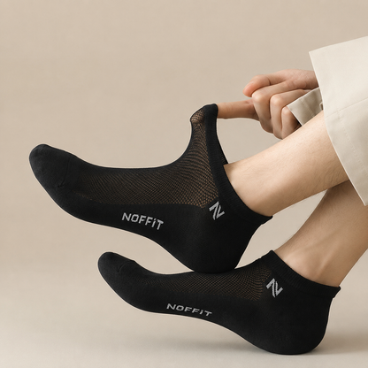 NOFFIT Breathable Mesh Black Socks- Pack of 5