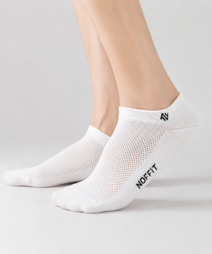 NOFFIT Breathable Mesh White Socks- Pack of 5