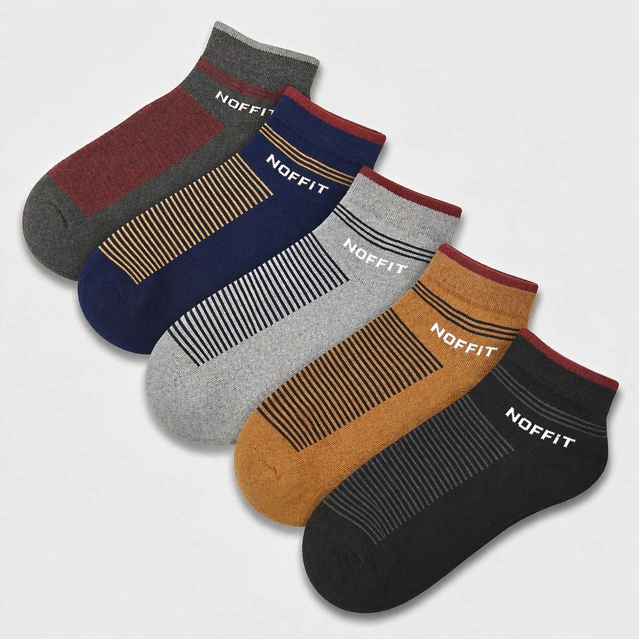 Sleek Stripe Ankle Socks | Pack of 5