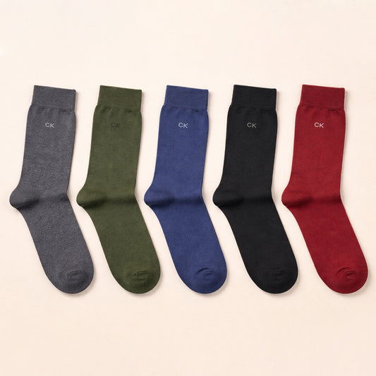 C-K Inspired Plain Cotton Socks | 5 Pairs Box