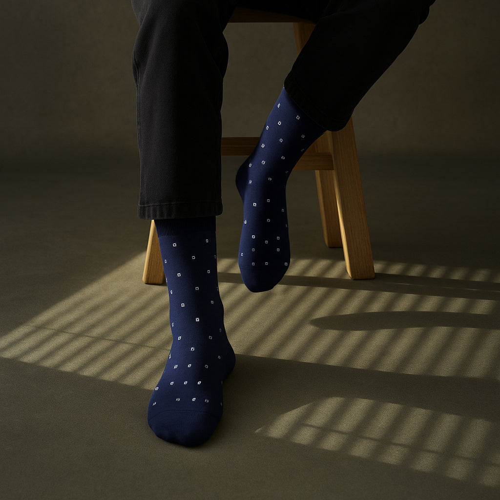 C-K Inspired Square Pattern Cotton Socks | 5 Pairs Box